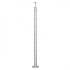 Pro Railing Wire Rope Corner Post - 48.3mm - C/W Welded Base & 14 X M6 Eyebolts Decking Balustrades