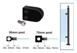 Fortitude Railing Fortitude Round Glass Clamp - 10mm Glass Aluminium Black Sand Box Of 4 With Bolts Metal Railings, Posts Accessories