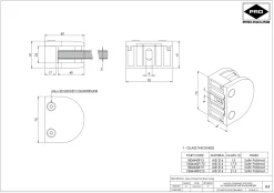 Pro Railing Large Glass Clamp For 15mm, 17.5mm & 19mm Glass For Flat Fixing - 316 Grade