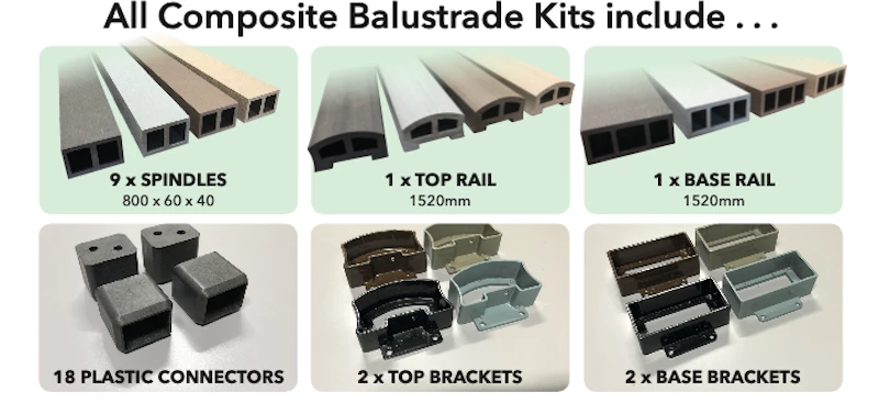 Deck Supermarket Limited Composite Balustrade Section 1520mm 8 Deck Supermarket Limited Composite Balustrade Section 1520mm