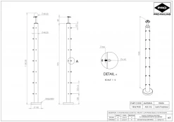 Pro Railing Wire Rope Corner Post - 48.3mm - C/W Welded Base & 14 X M6 Eyebolts Decking Balustrades